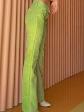 Pantalon droit en soie brillante